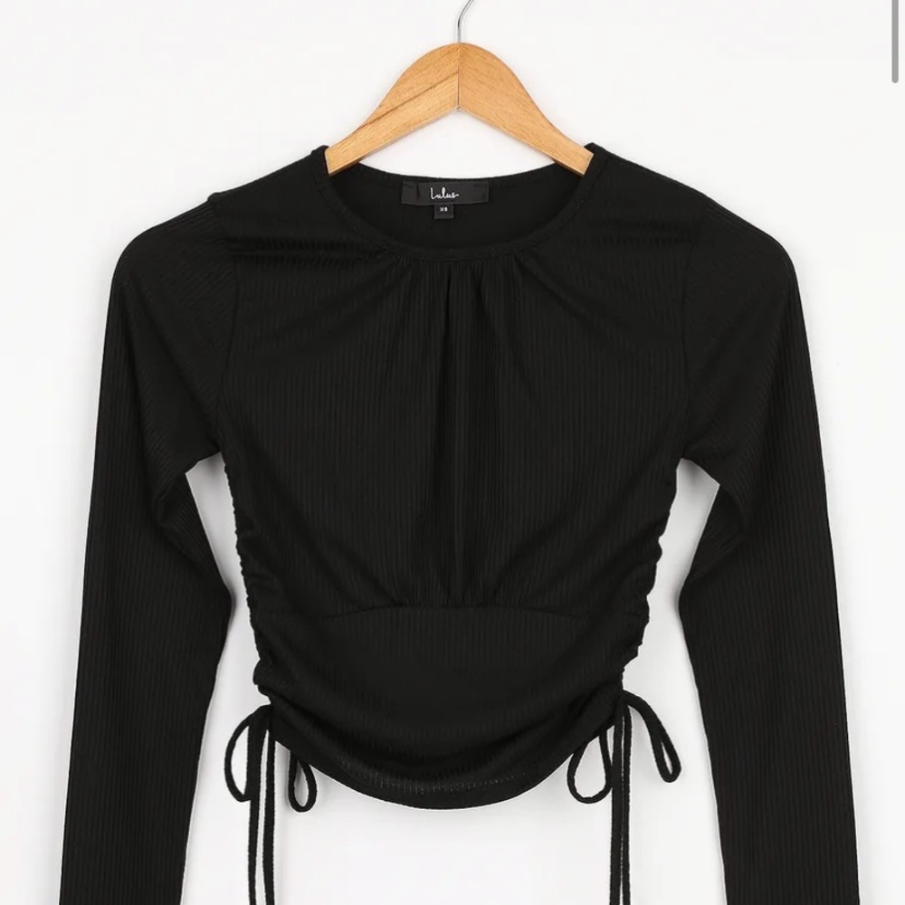 Ribbed Ruched Long Sleeve Top